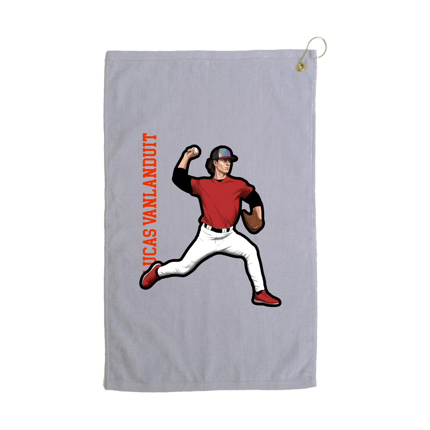 Golf Towel — Name Vertical in Grey