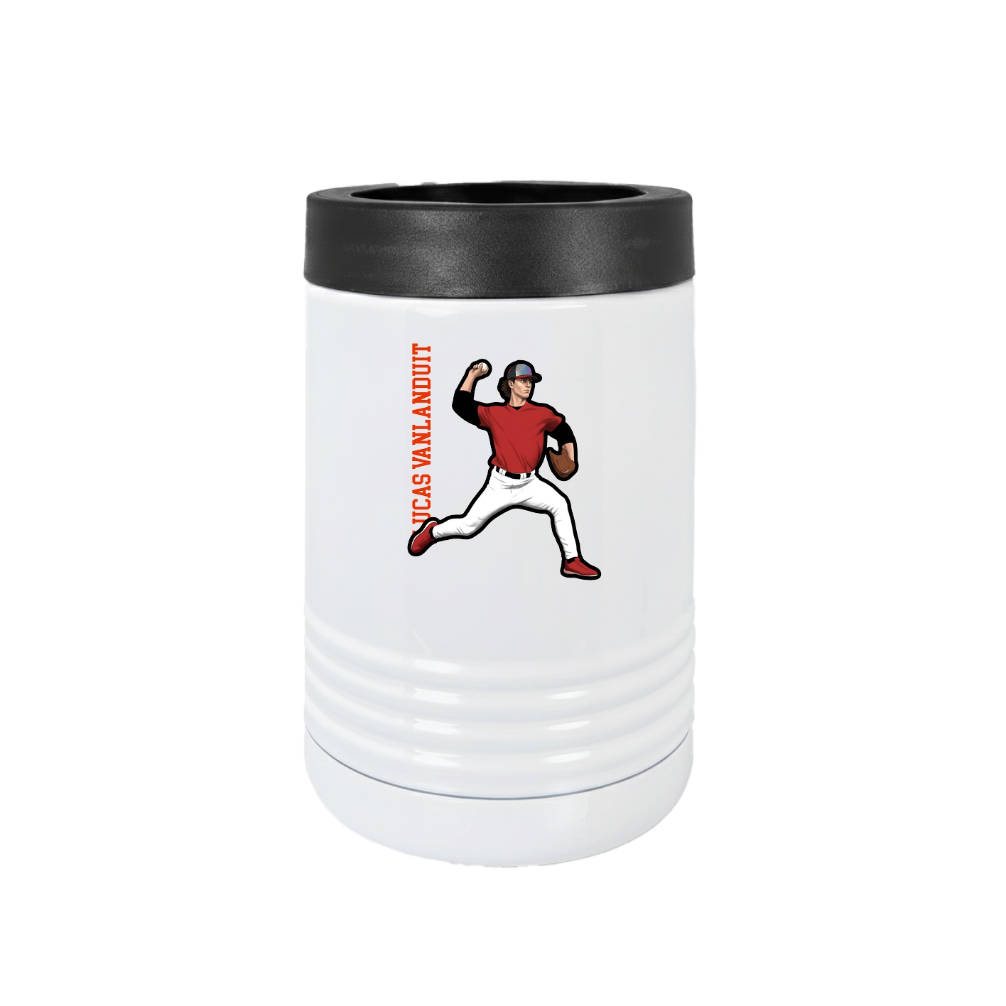 Beverage Holder — Name Vertical in White