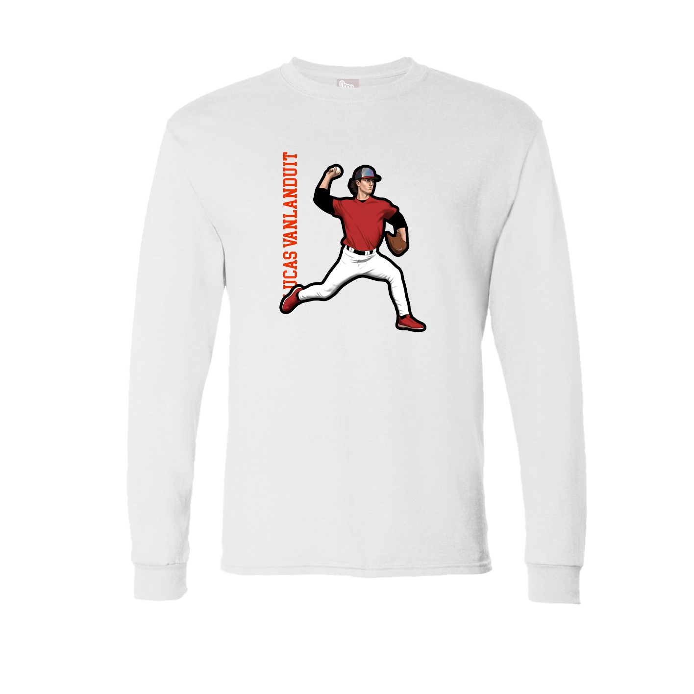 Long Sleeve Tee — Name Vertical in White