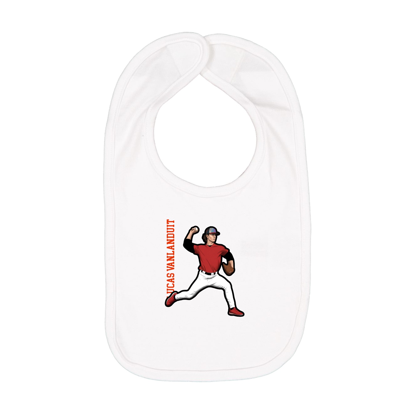 Infant Bib — Name Vertical in White