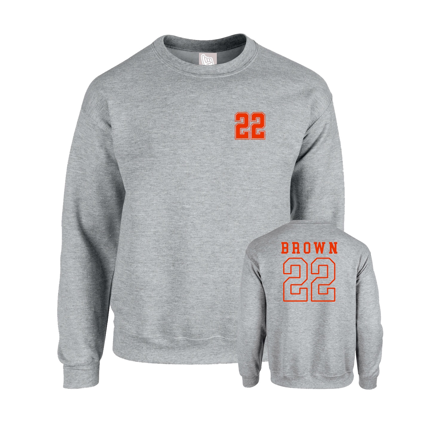 Fleece Crew — Chest Back in Grey