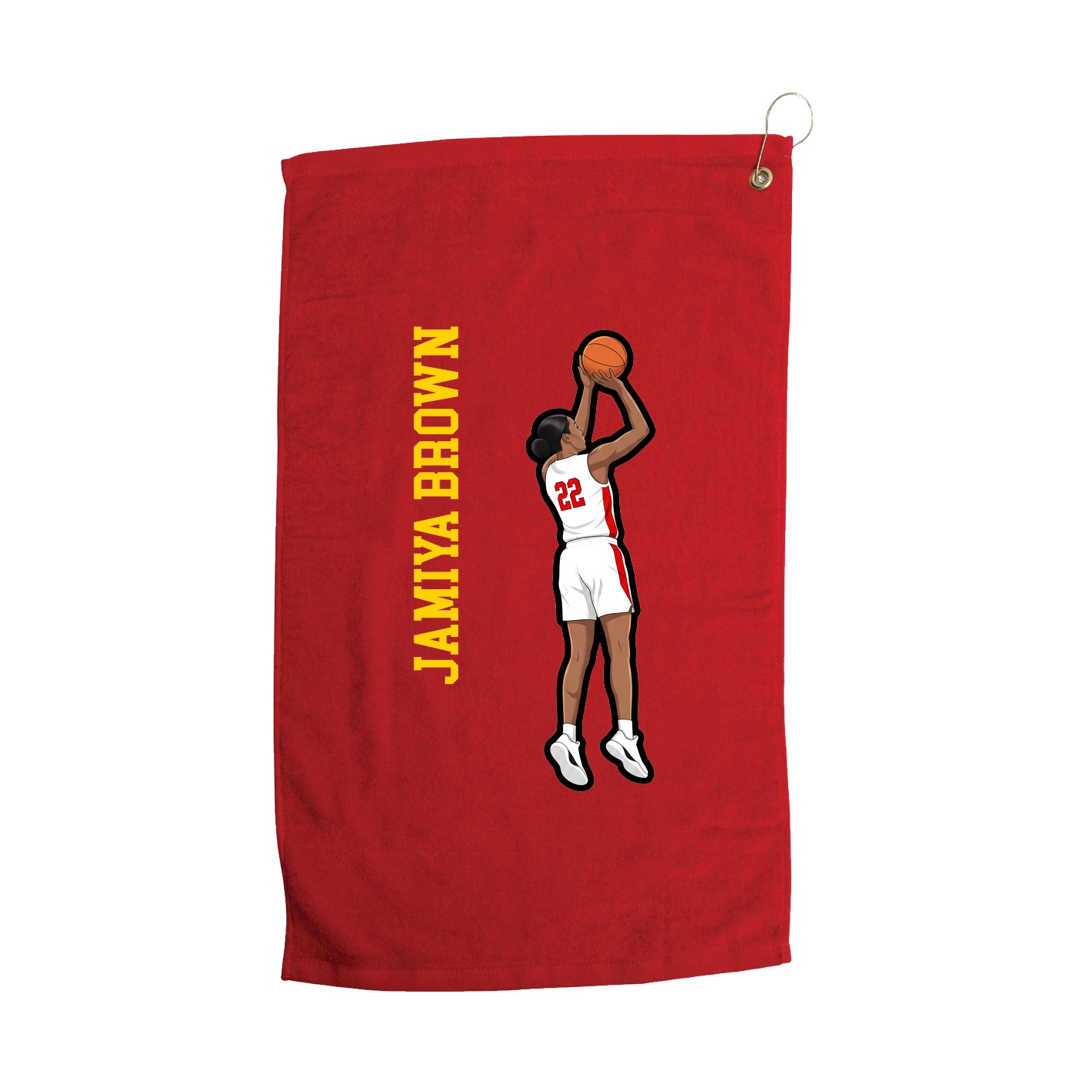 Golf Towel — Name Vertical in Red