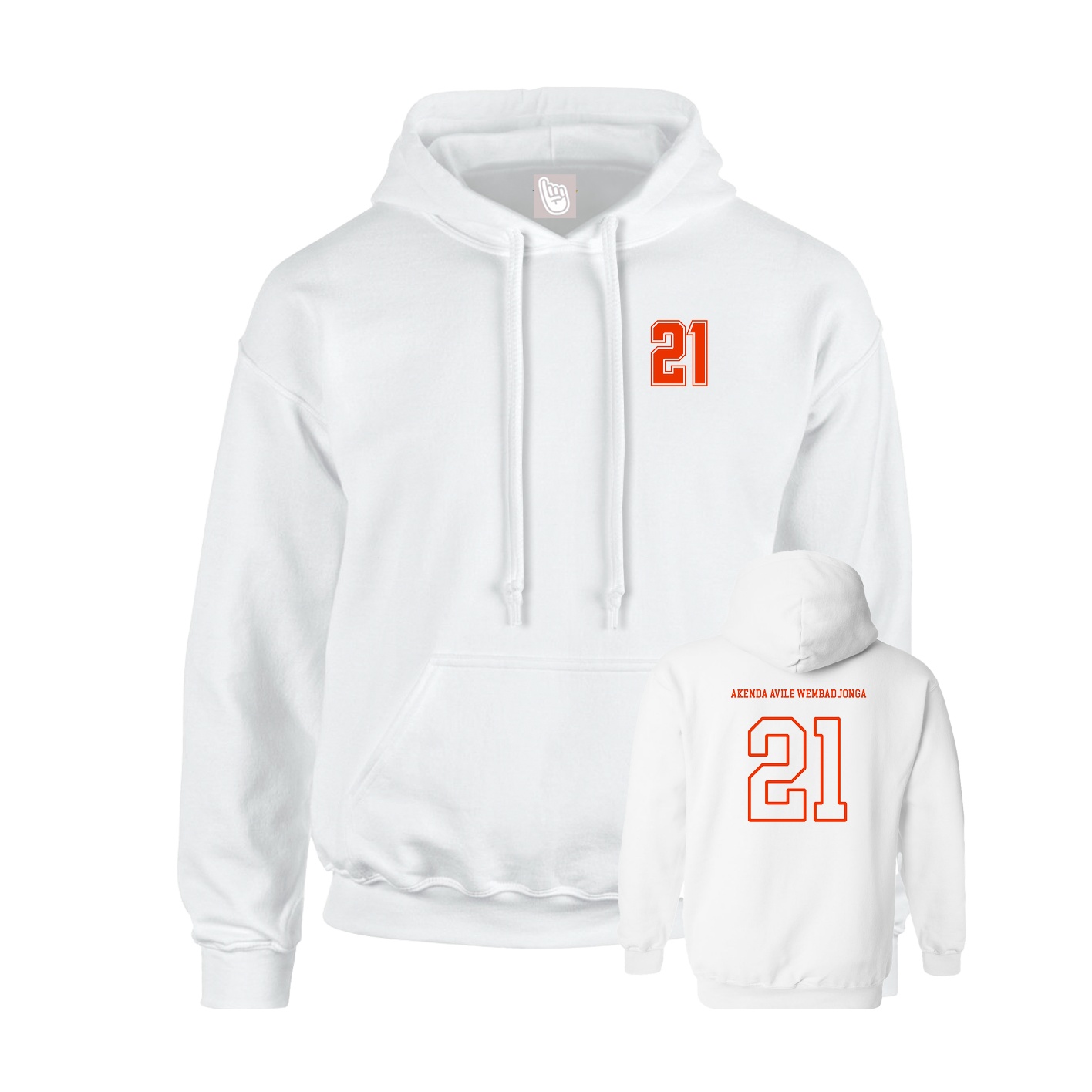 Youth Hoodie — Chest Back in White