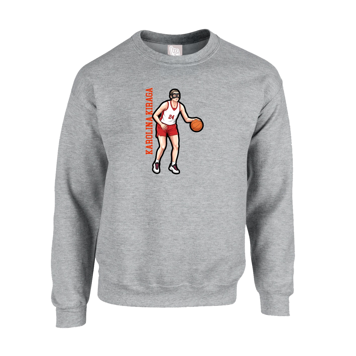 Fleece Crew — Name Vertical in Grey