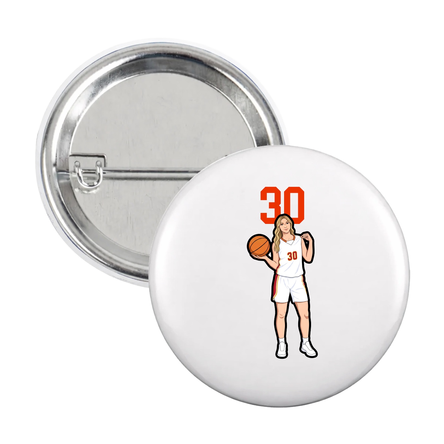 Game Day Button — Number Top in White