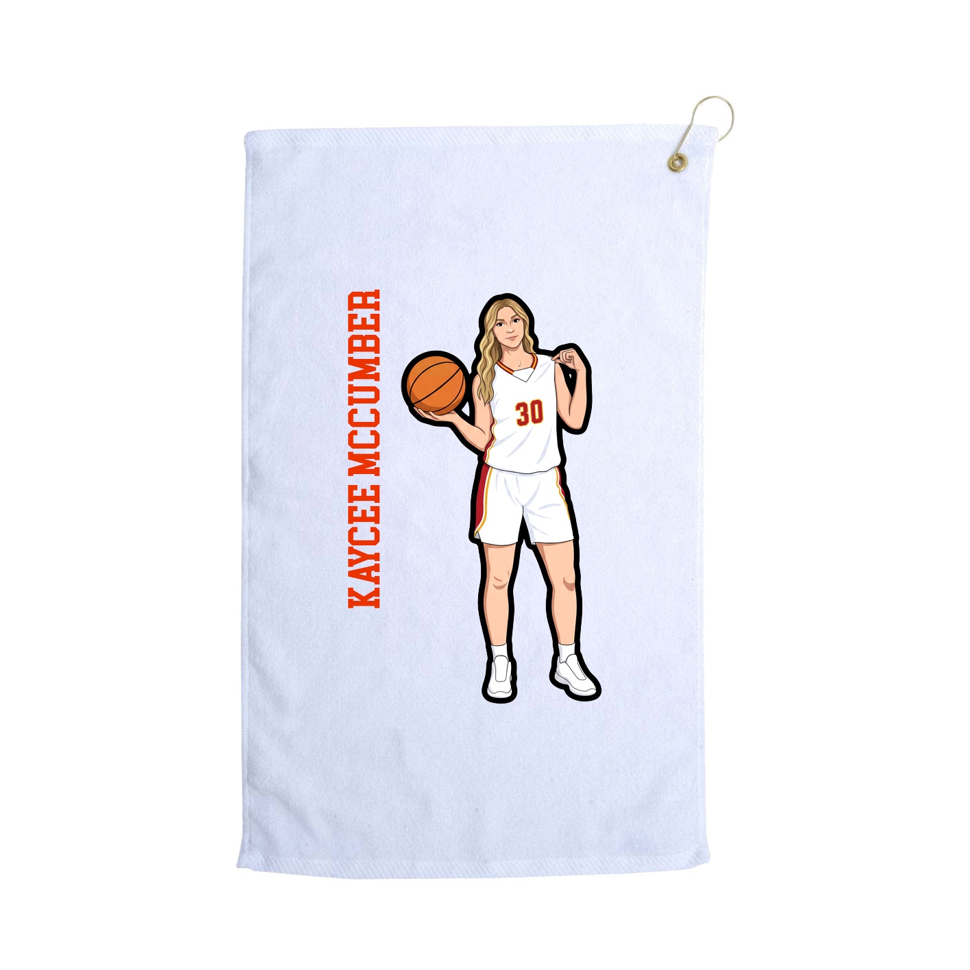 Golf Towel — Name Vertical in White