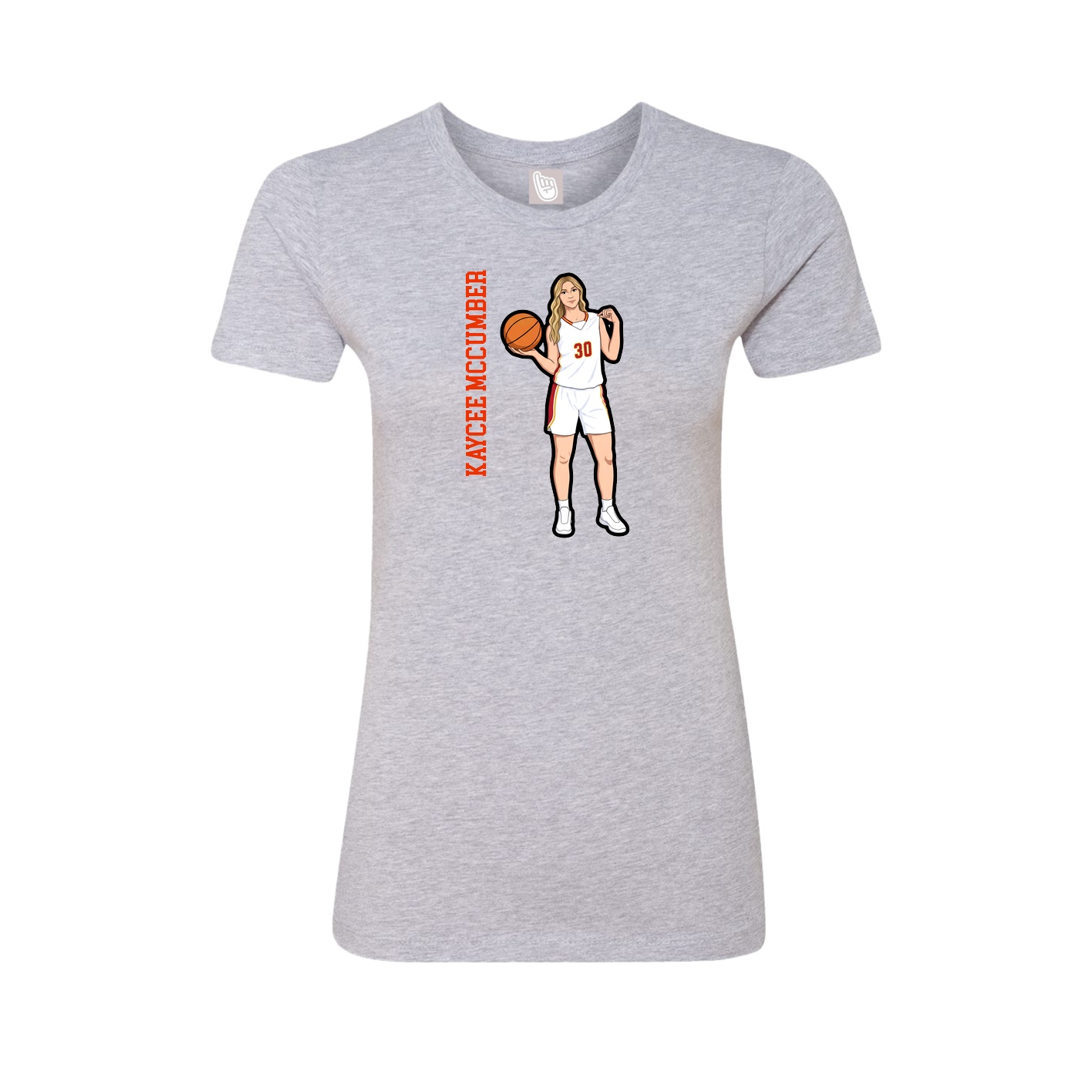 Fitted Women's Tee — Name Vertical in Grey