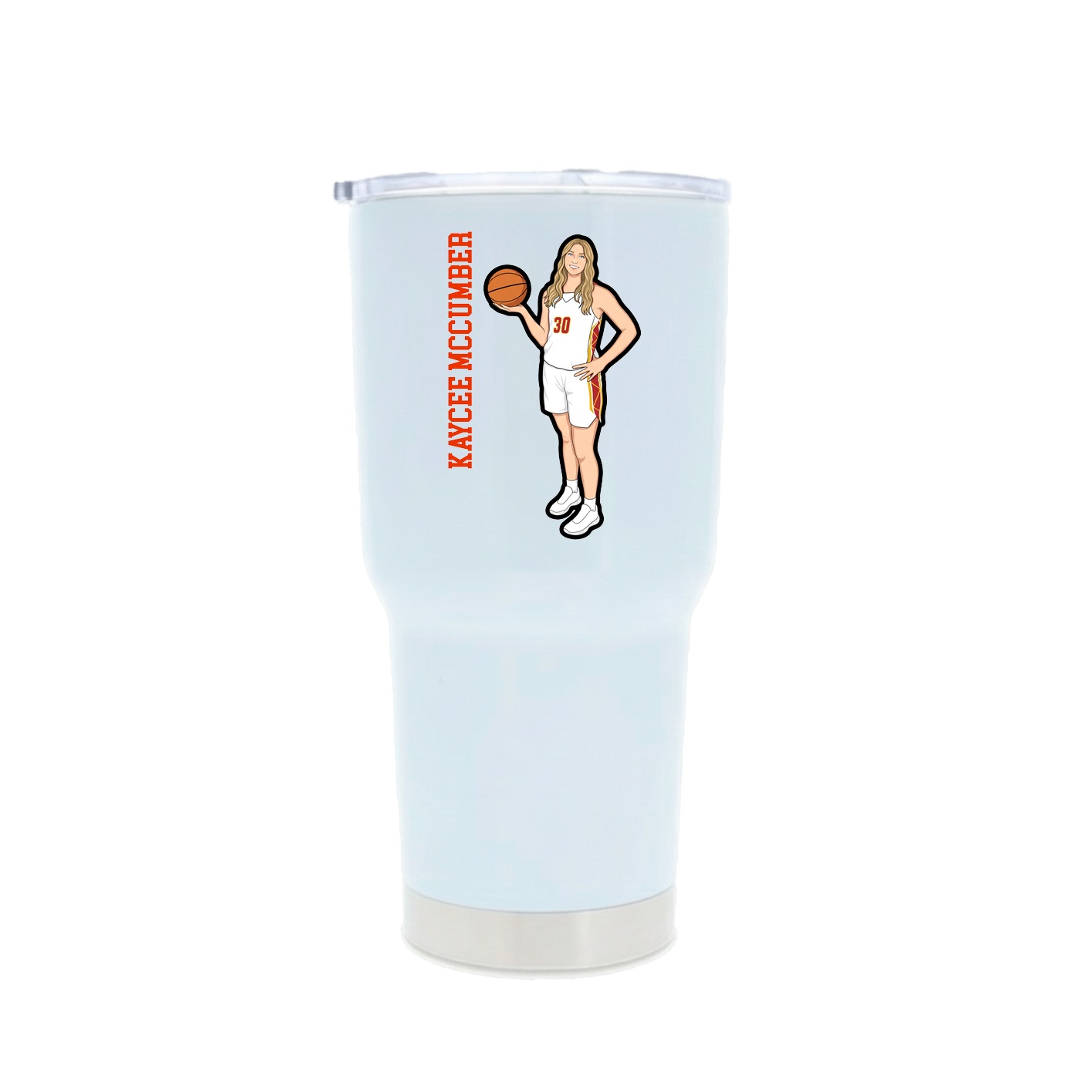 30oz Stainless Steel Tumbler — Name Vertical in White