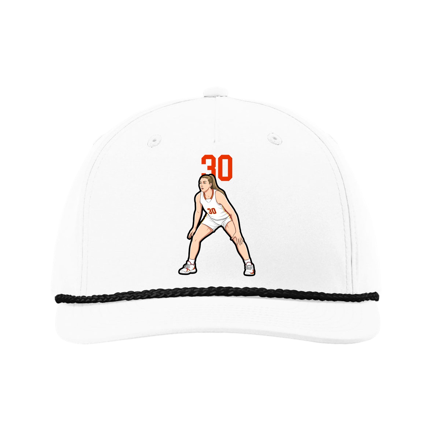 Five-Panel Classic Rope Cap — Number Top in White