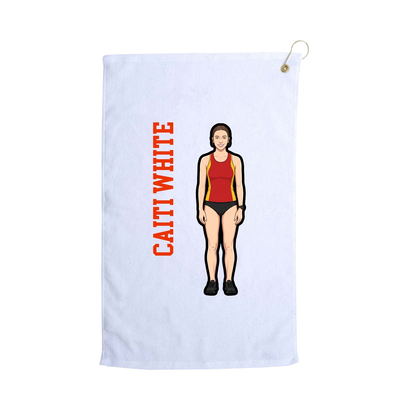 Golf Towel — Name Vertical in White