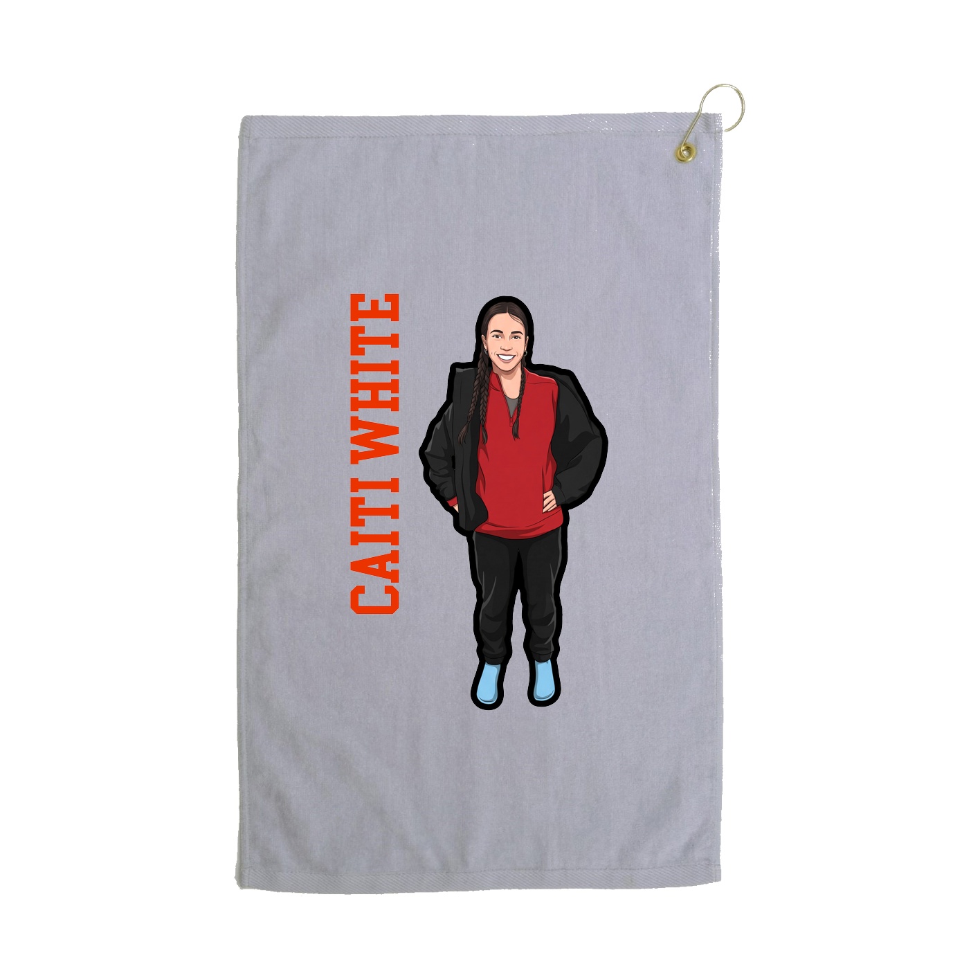 Golf Towel — Name Vertical in Grey