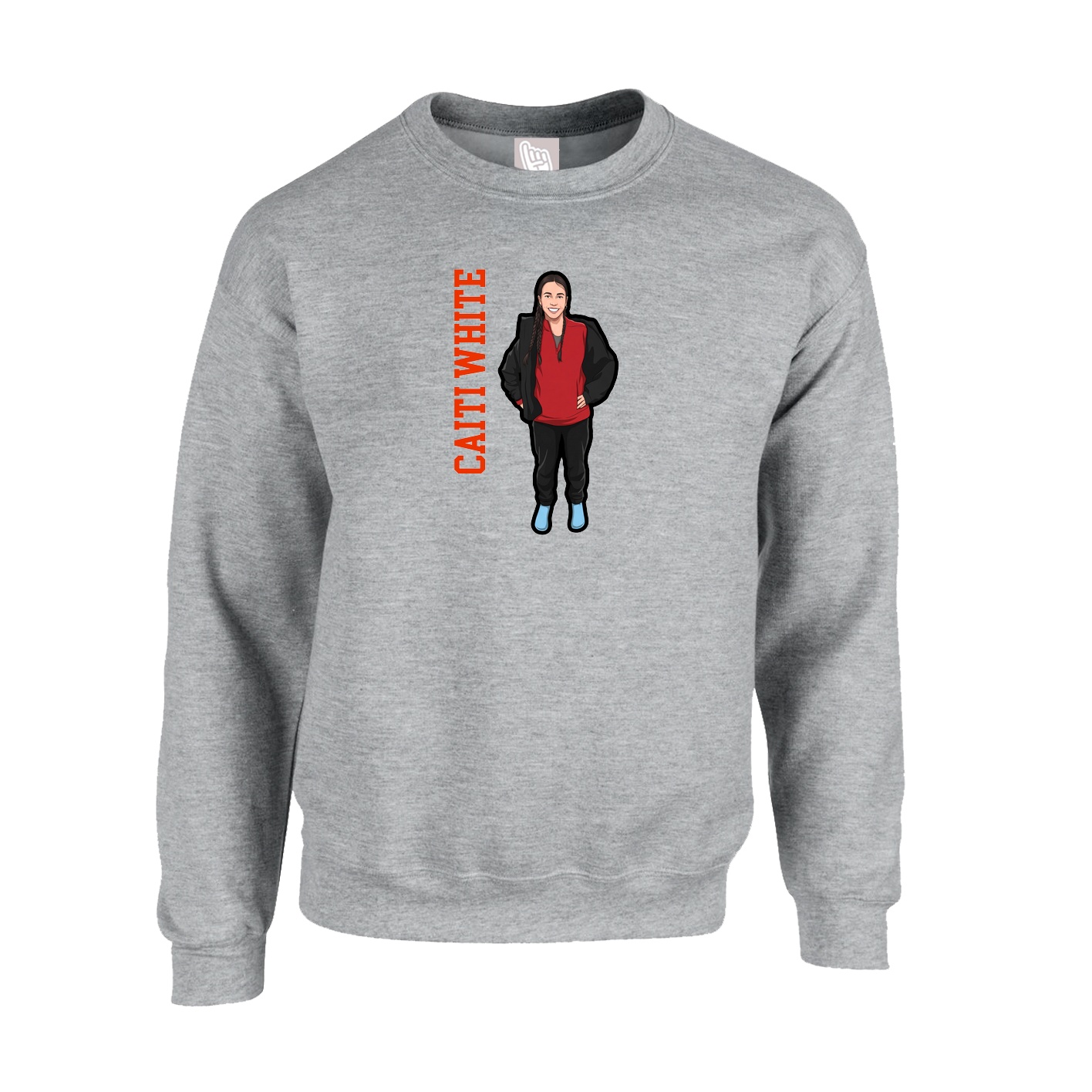 Fleece Crew — Name Vertical in Grey