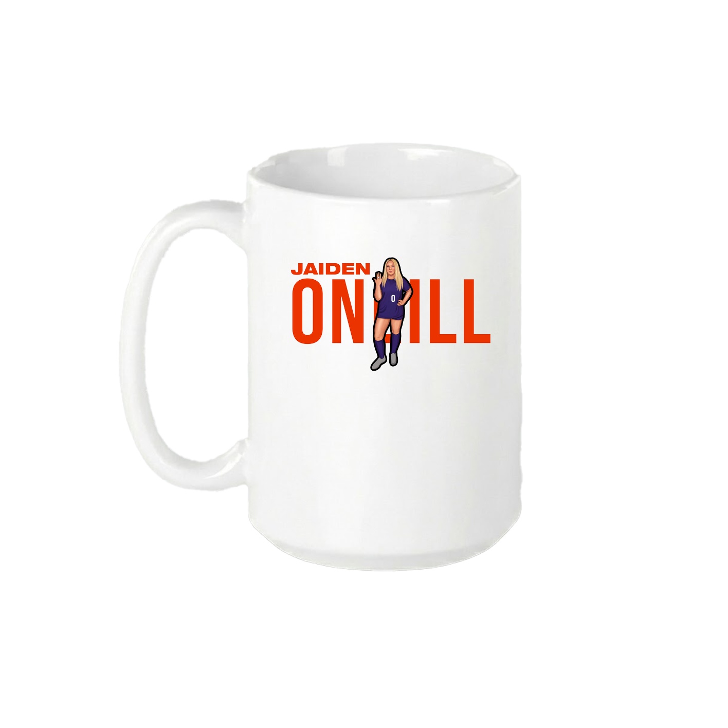 15oz Coffee Mug — Player Name in White