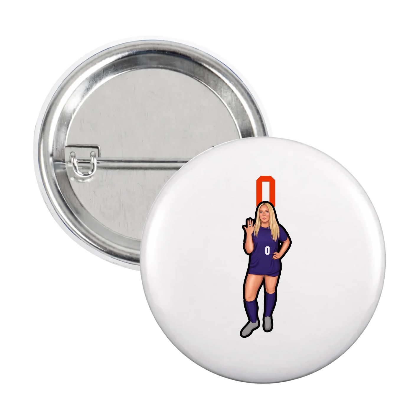 Game Day Button — Number Top in White