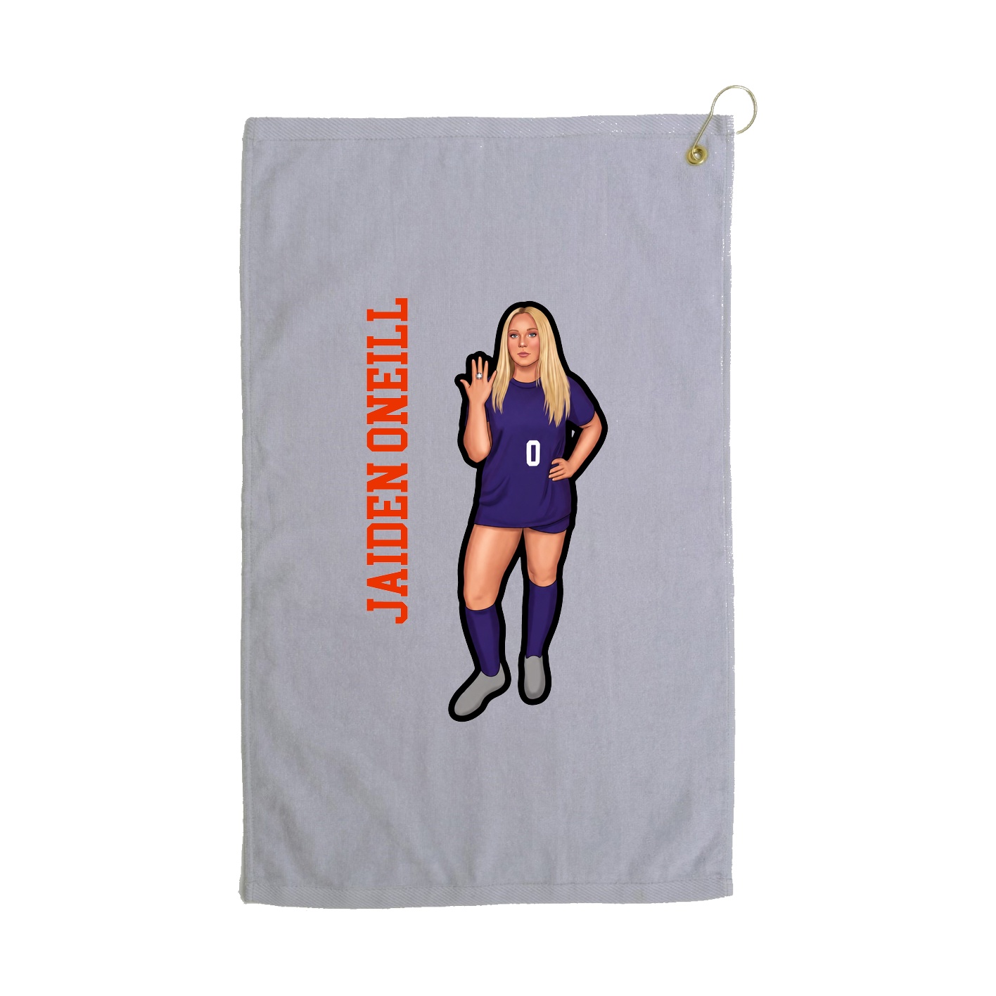 Golf Towel — Name Vertical in Grey