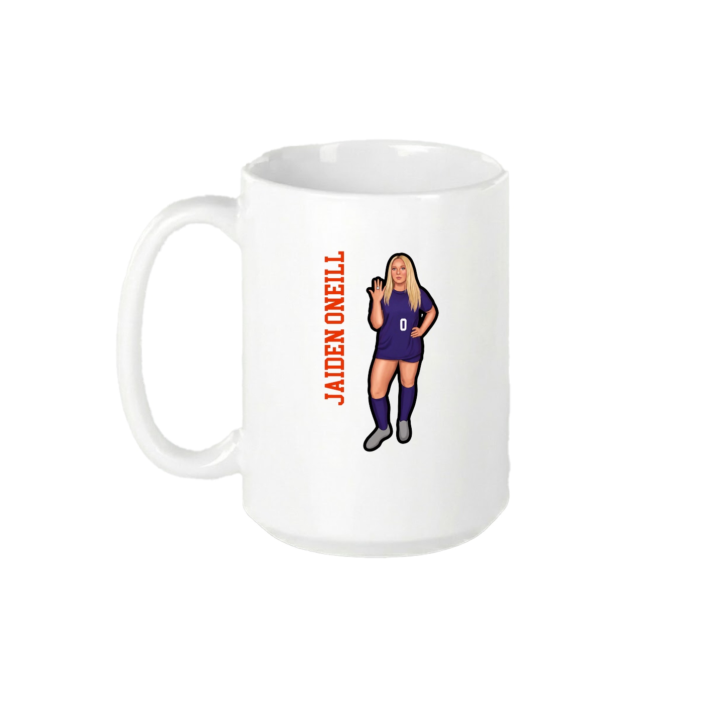 15oz Coffee Mug — Name Vertical in White