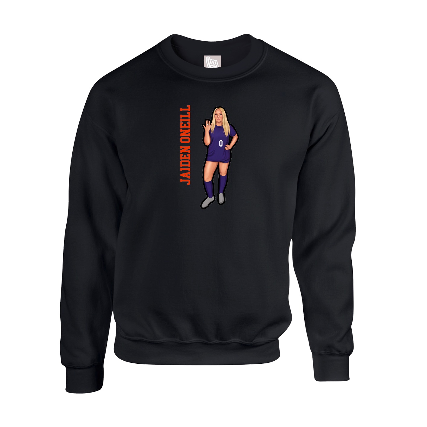 Fleece Crew — Name Vertical in Black