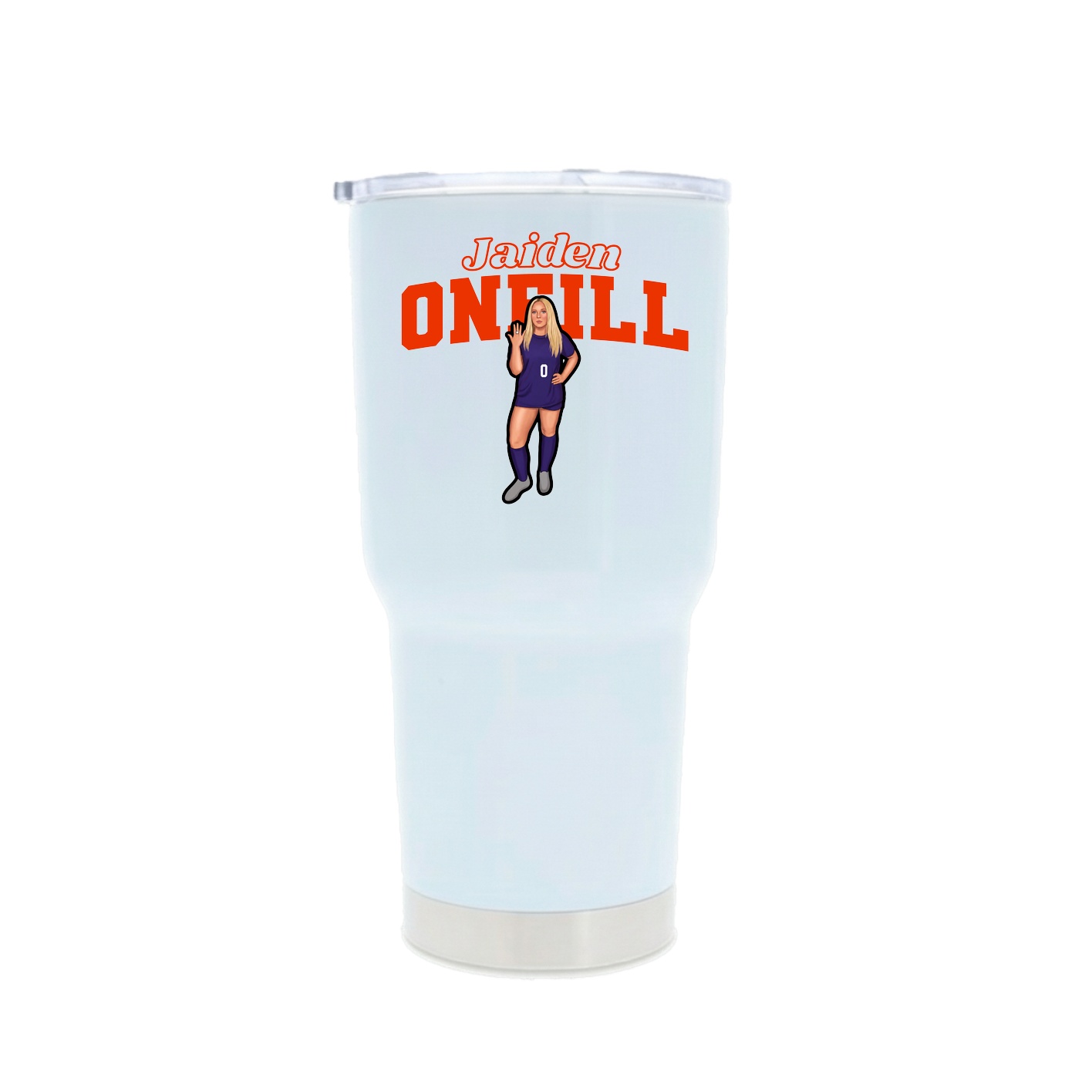30oz Stainless Steel Tumbler — Name Arch in White