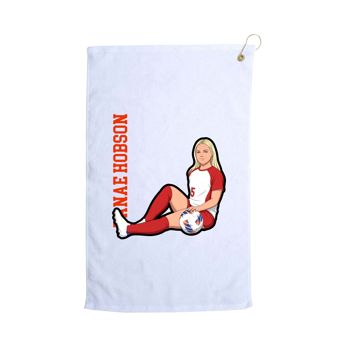 Golf Towel — Name Vertical in White