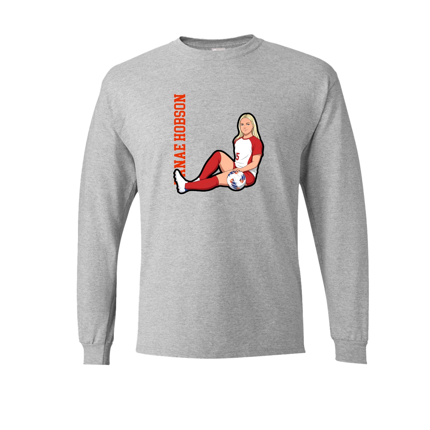 Long Sleeve Tee — Name Vertical in Grey