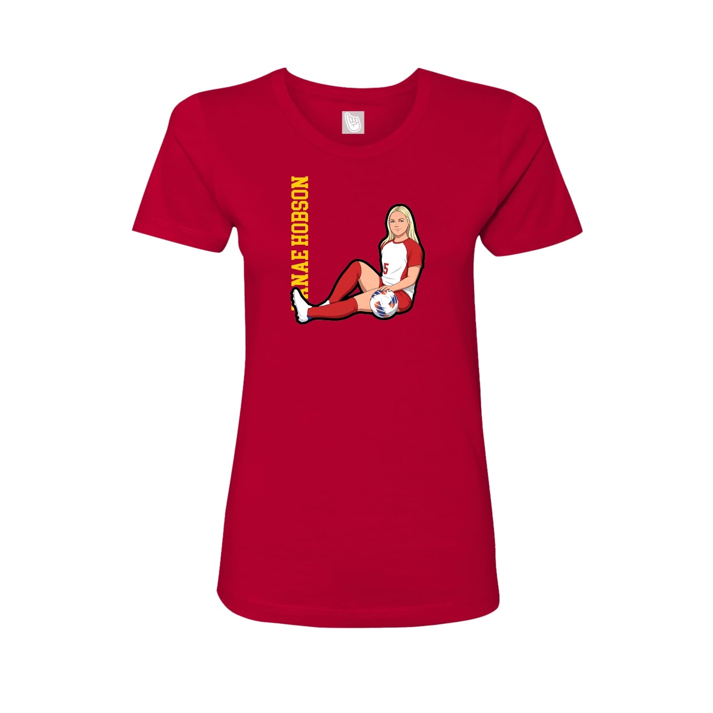 Fitted Women's Tee — Name Vertical in Red