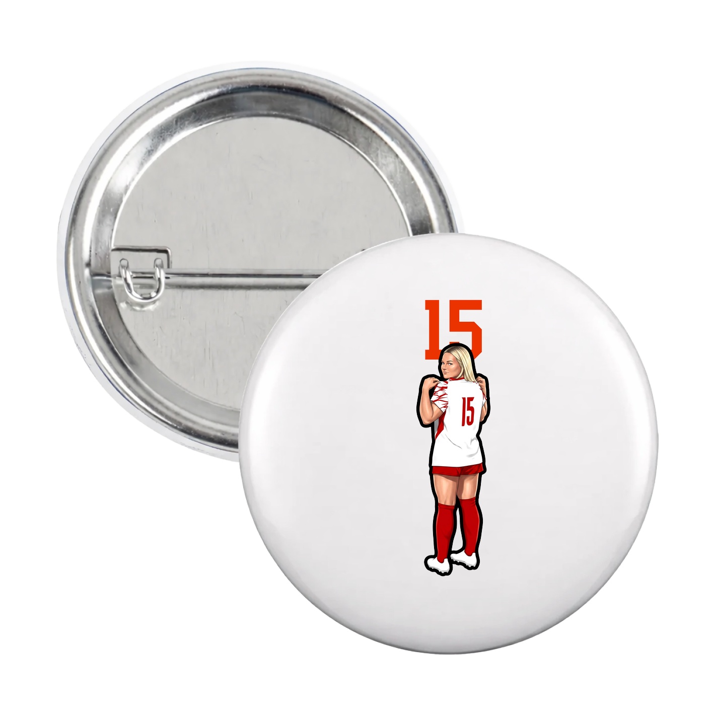 Game Day Button — Number Top in White