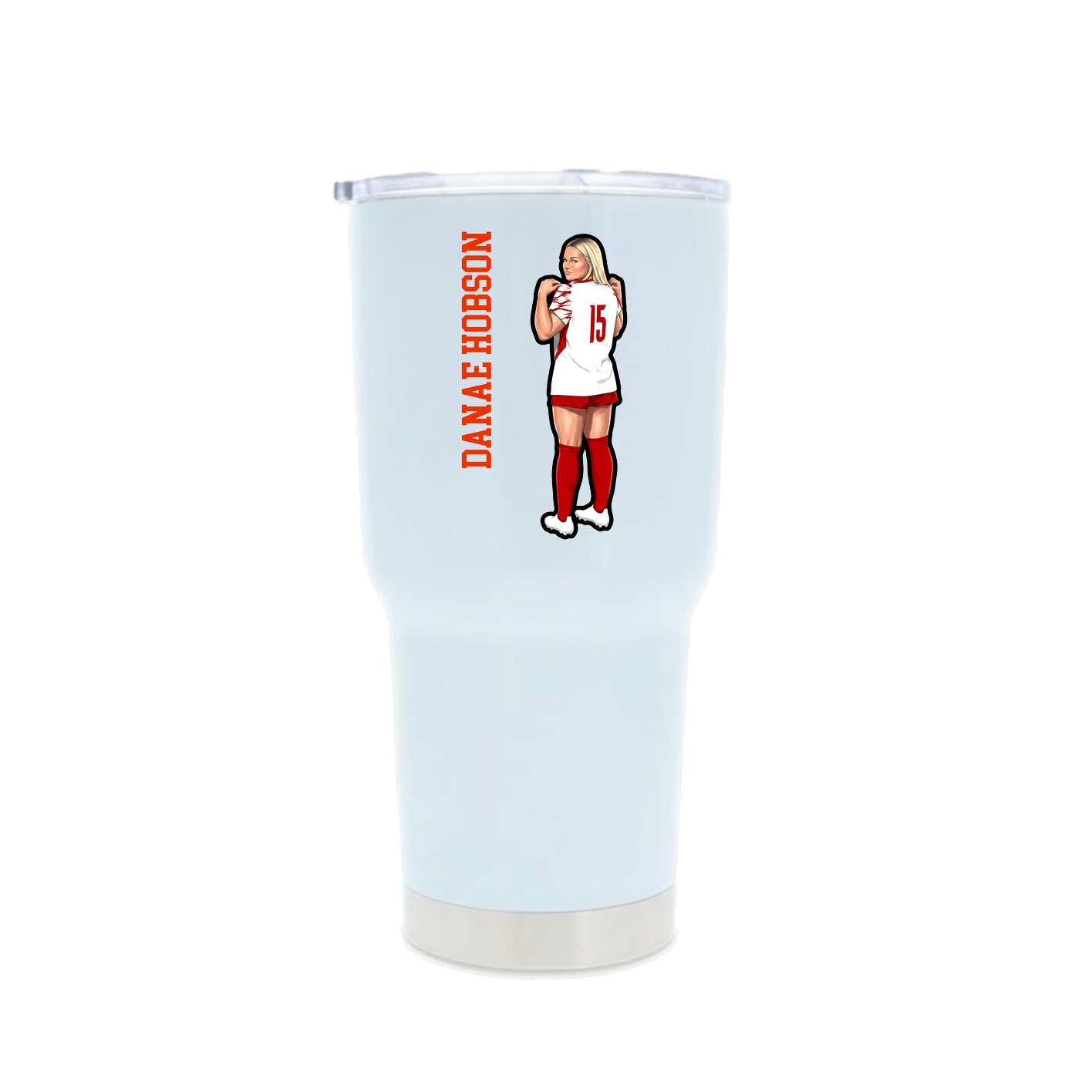 30oz Stainless Steel Tumbler — Name Vertical in White