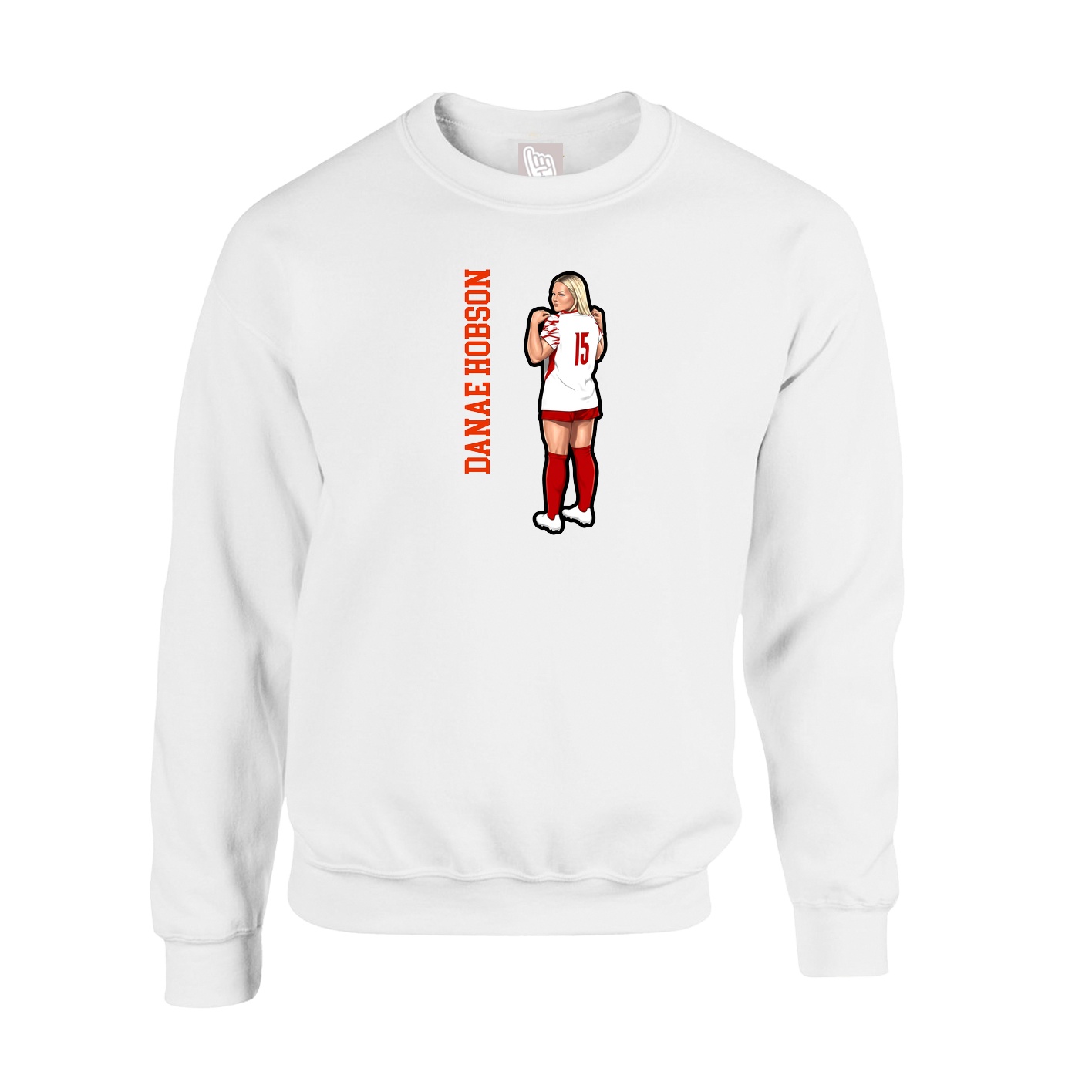 Fleece Crew — Name Vertical in White