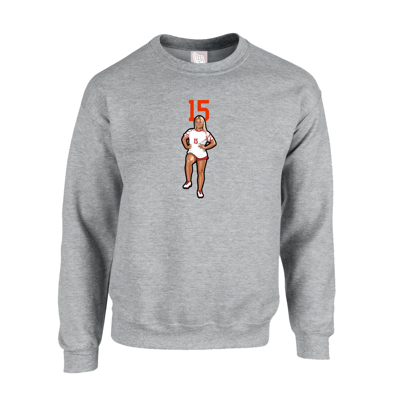 Fleece Crew — Number Top in Grey