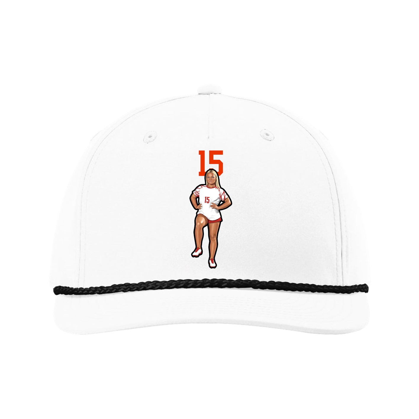 Five-Panel Classic Rope Cap — Number Top in White
