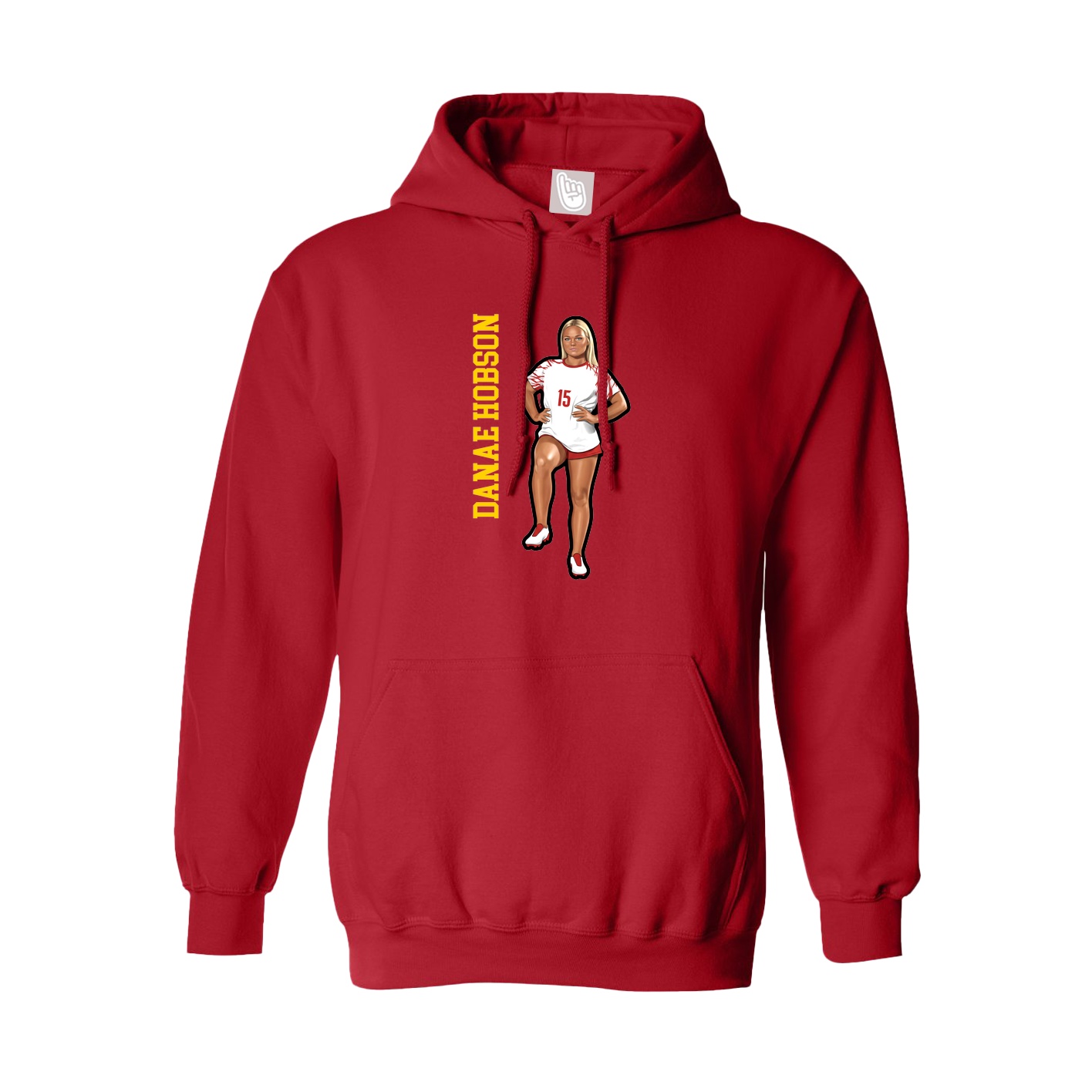 Hoodie — Name Vertical in Red