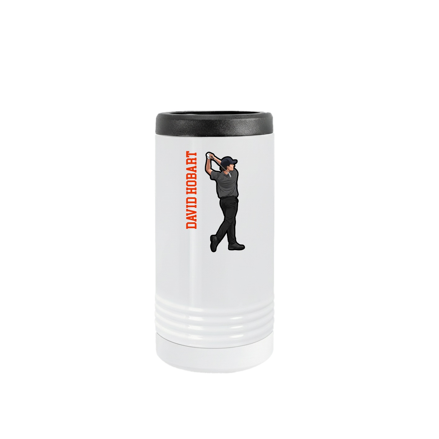 Slim Beverage Holder — Name Vertical in White