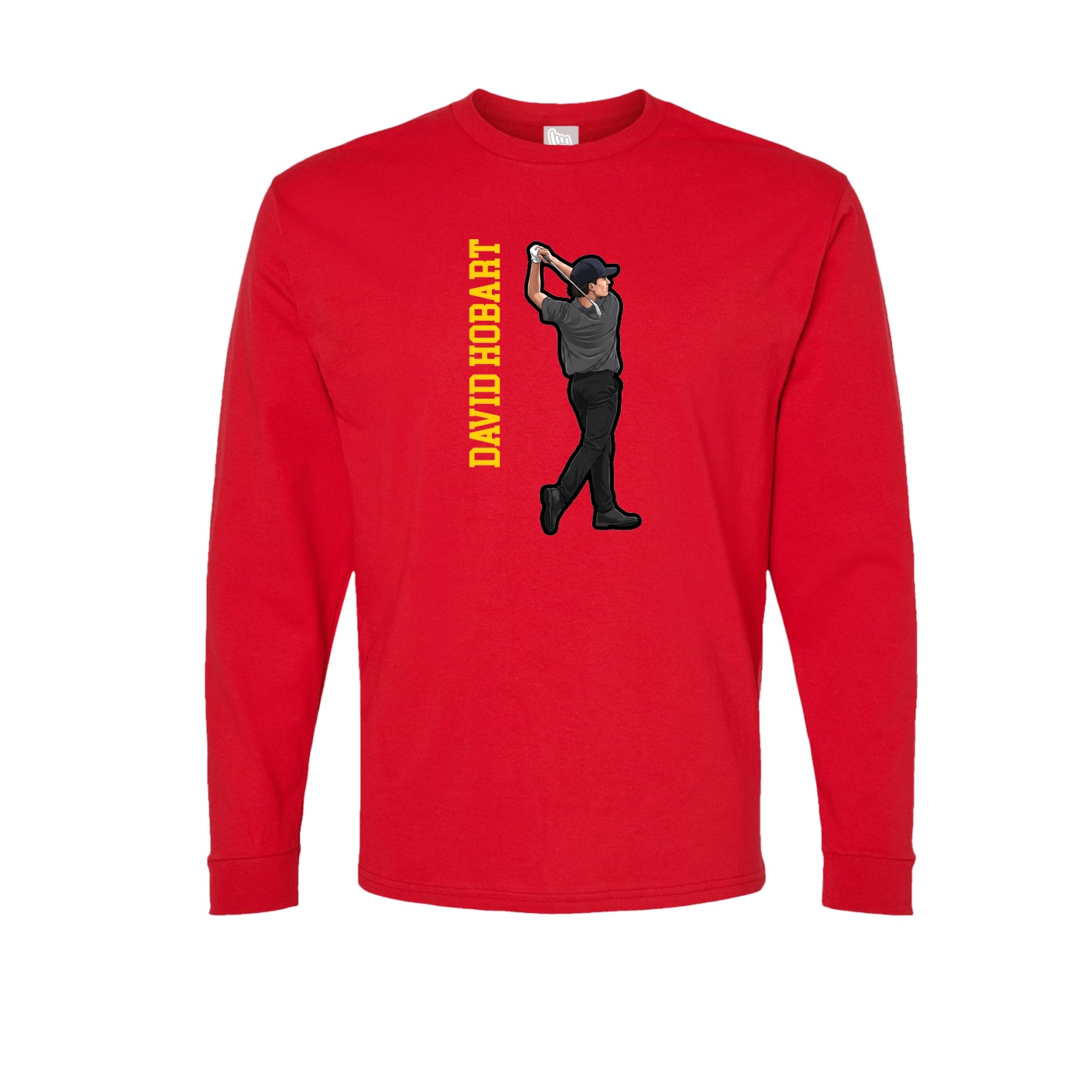 Long Sleeve Tee — Name Vertical in Red