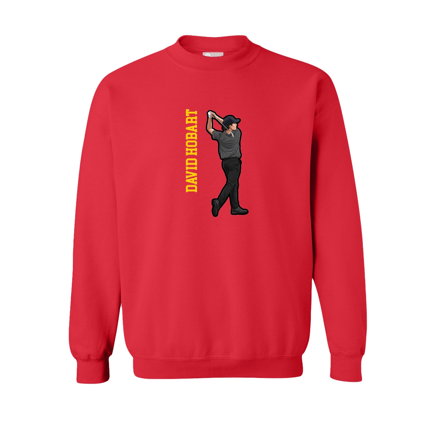 Fleece Crew — Name Vertical in Red