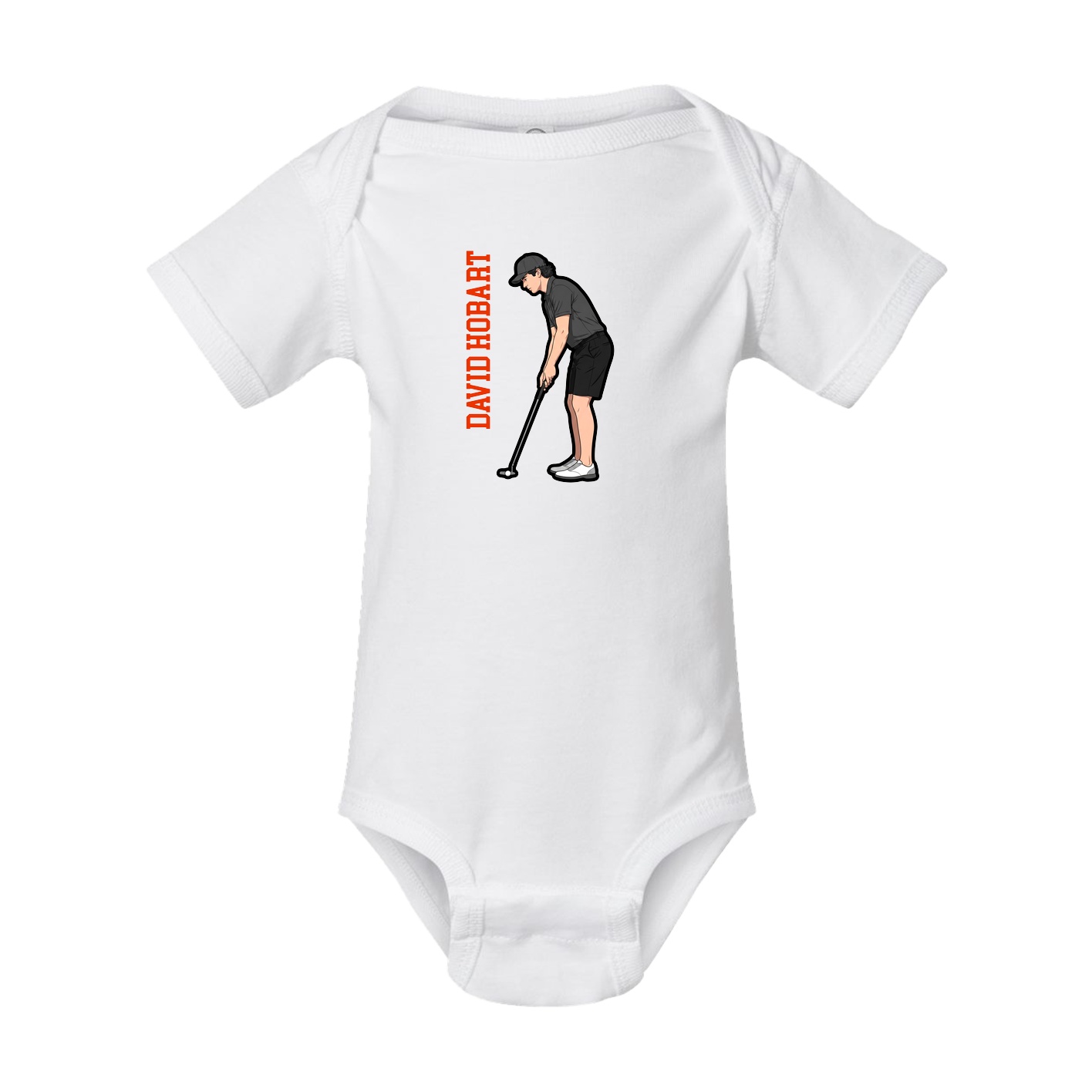 Baby Onesie — Name Vertical in White