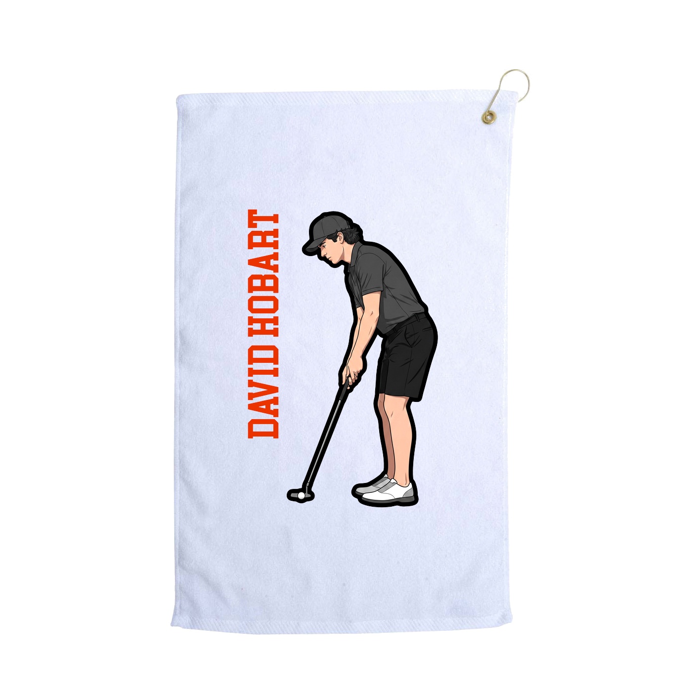 Golf Towel — Name Vertical in White