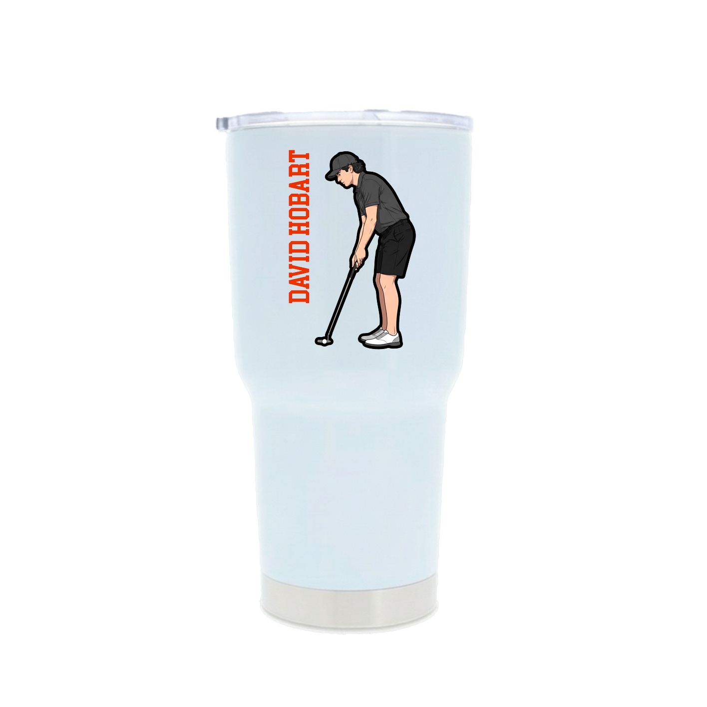 30oz Stainless Steel Tumbler — Name Vertical in White