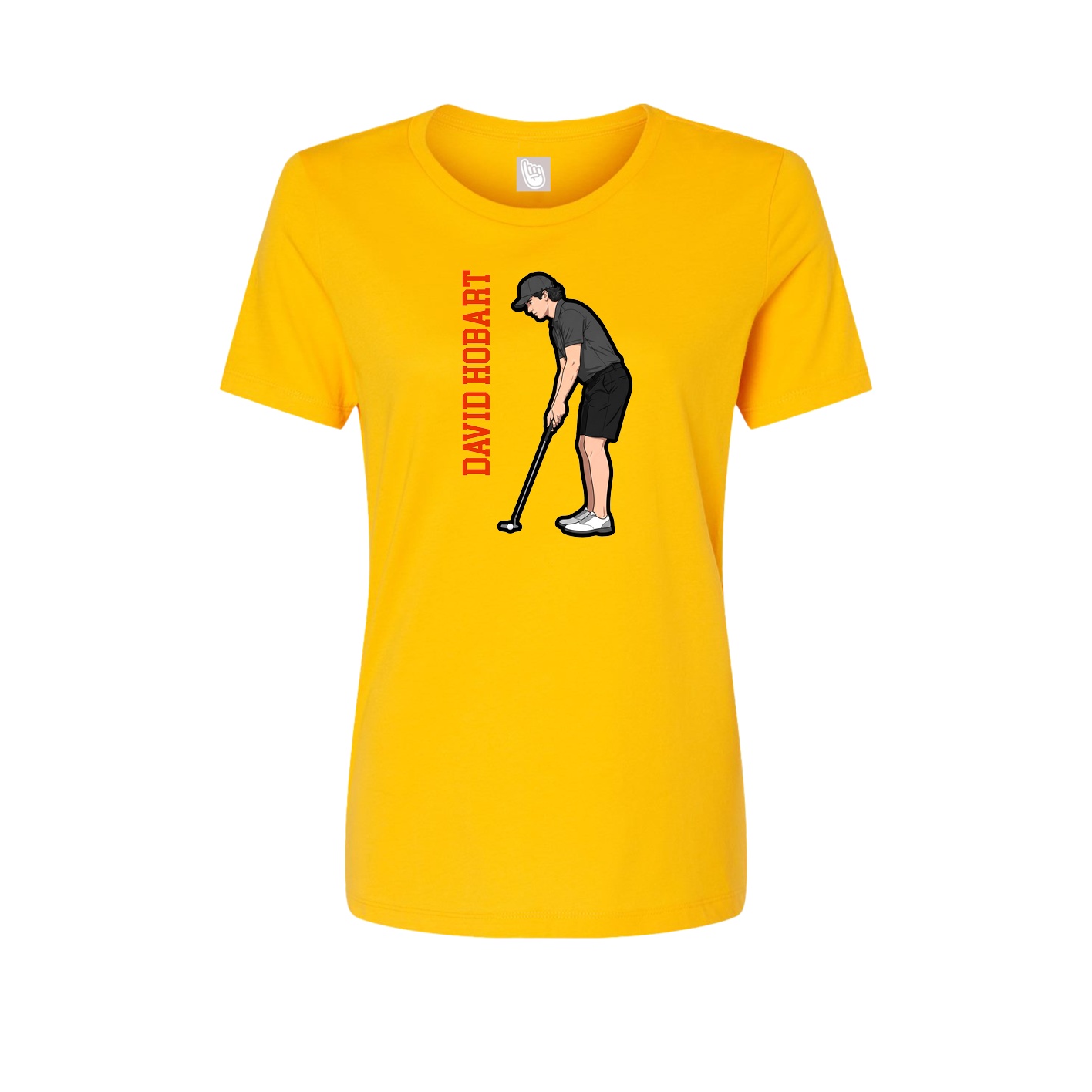 Womens Tee — Name Vertical in Gold
