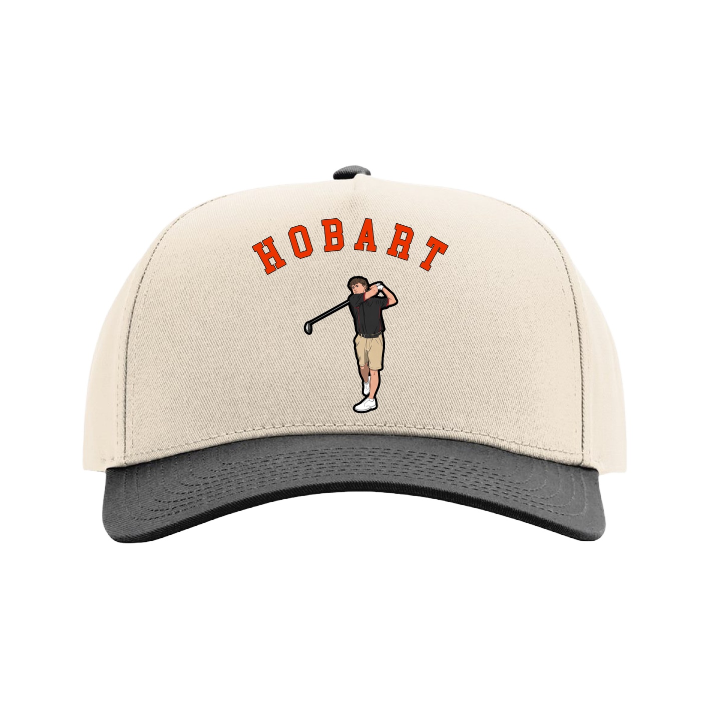 Full Fabric Five-Panel Champ Cap — Shirsey Arch in Cream/Black