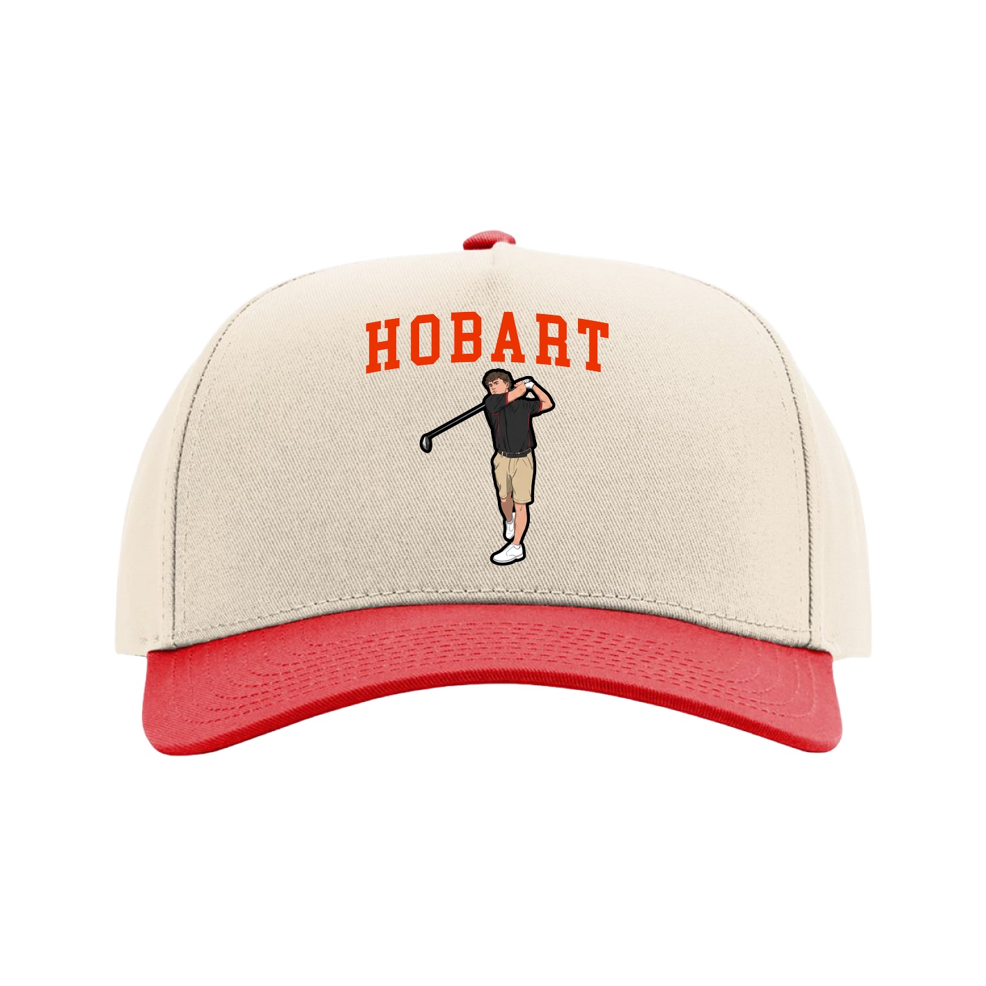 Full Fabric Five-Panel Champ Cap — Shirsey in Cream/Red