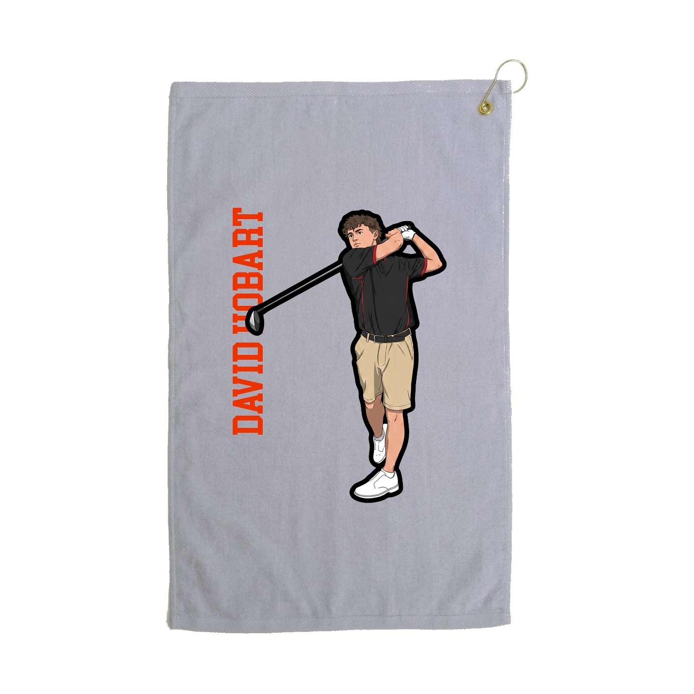 Golf Towel — Name Vertical in Grey