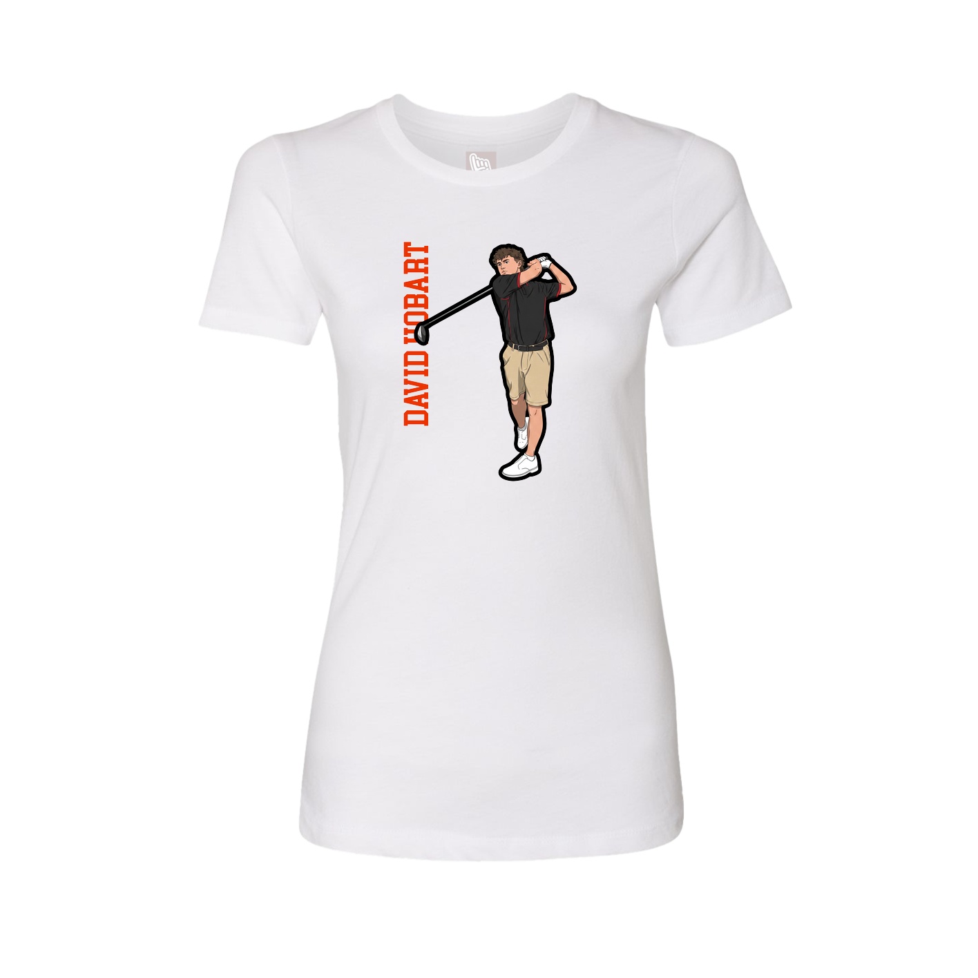 Fitted Women's Tee — Name Vertical in White