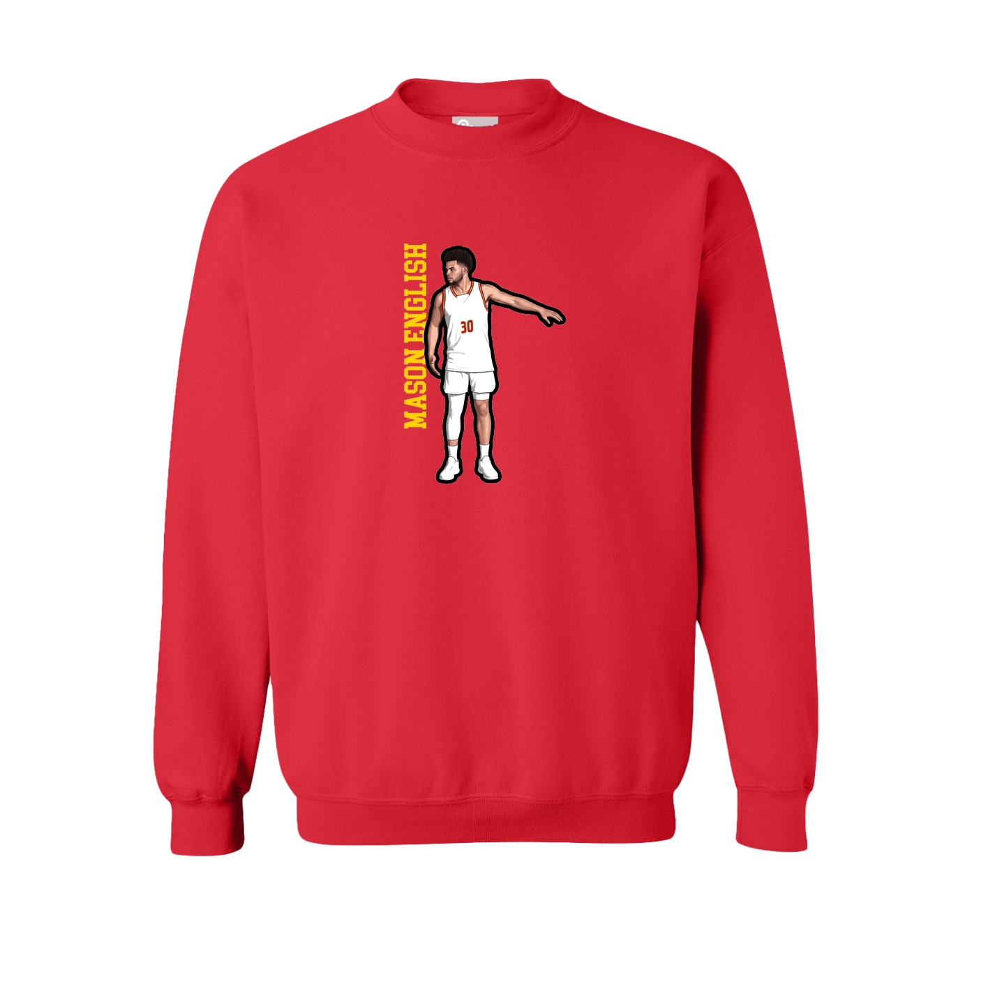 Fleece Crew — Name Vertical in Red