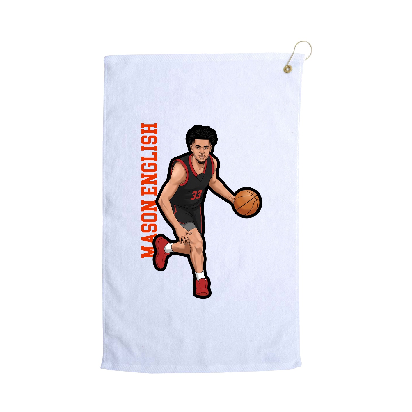 Golf Towel — Name Vertical in White