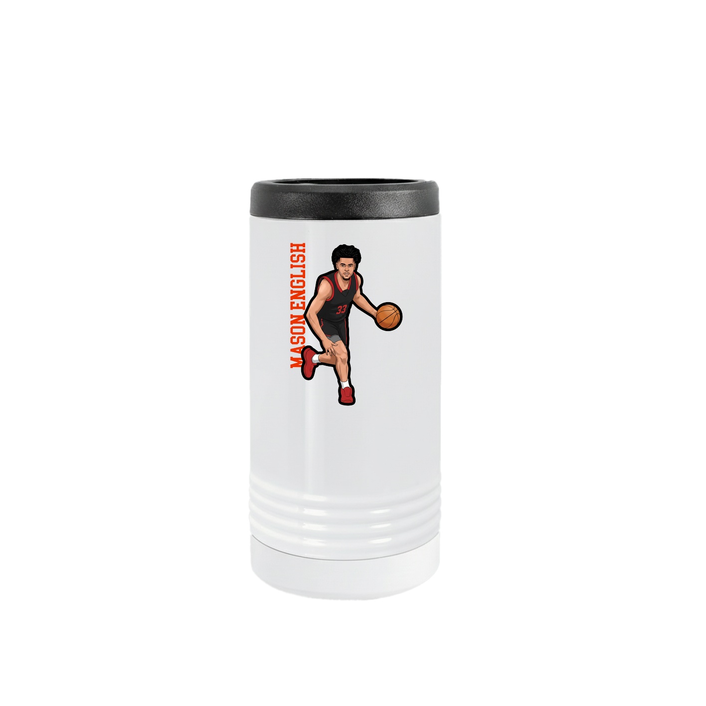 Slim Beverage Holder — Name Vertical in White