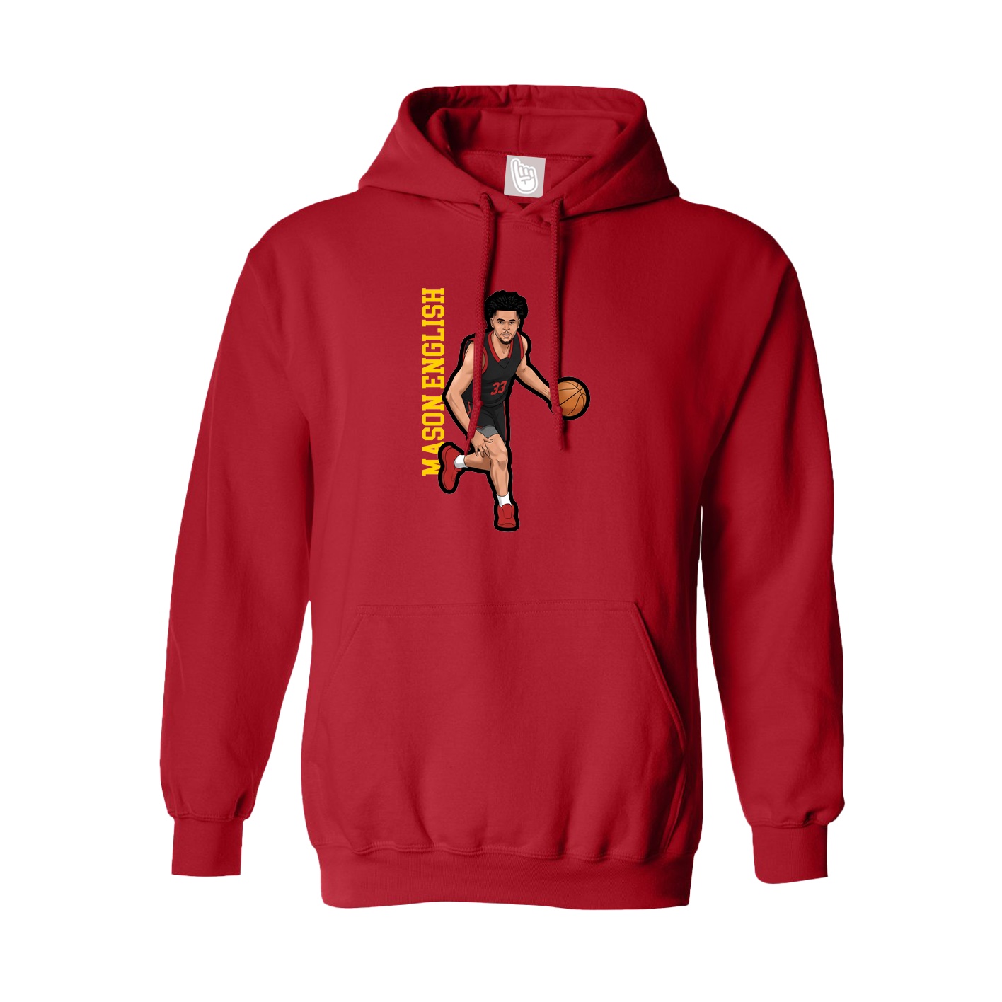 Hoodie — Name Vertical in Red