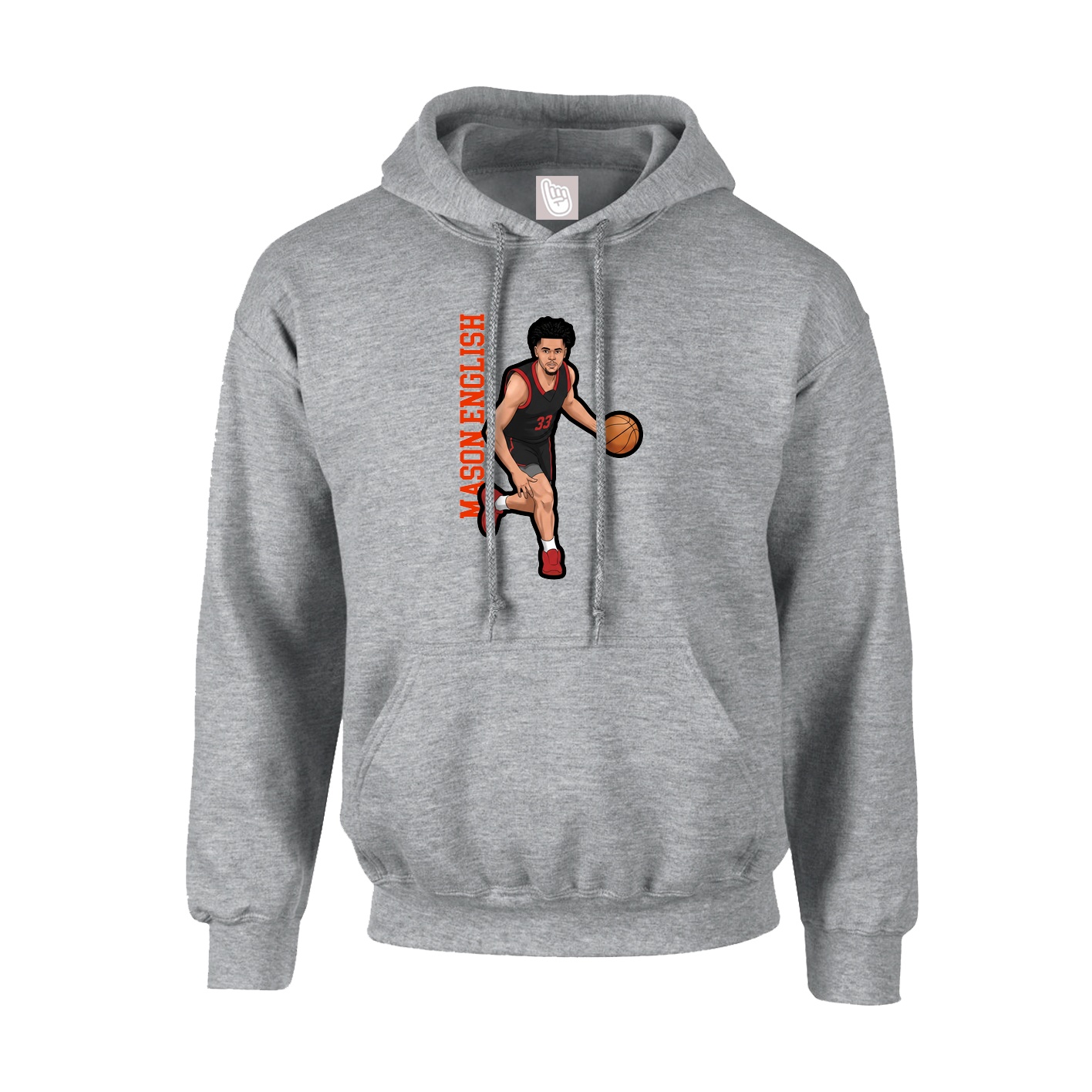 Youth Hoodie — Name Vertical in Grey
