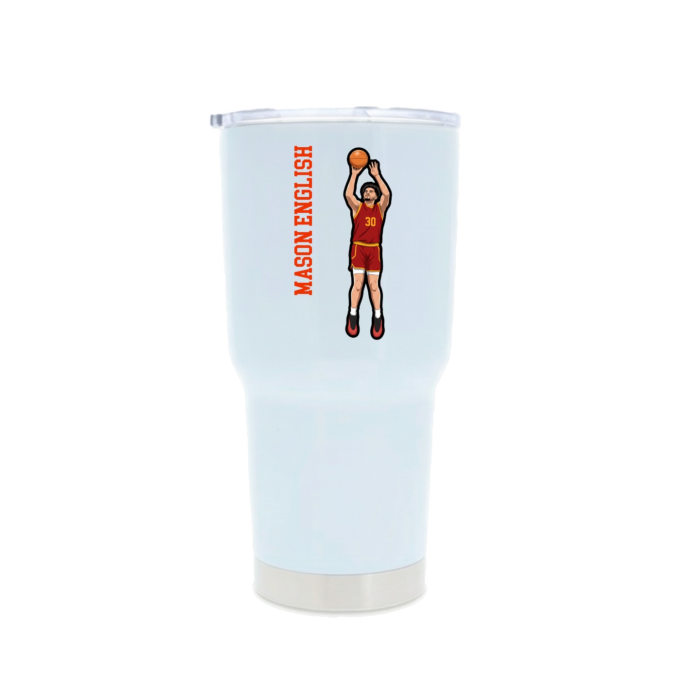 30oz Stainless Steel Tumbler — Name Vertical in White