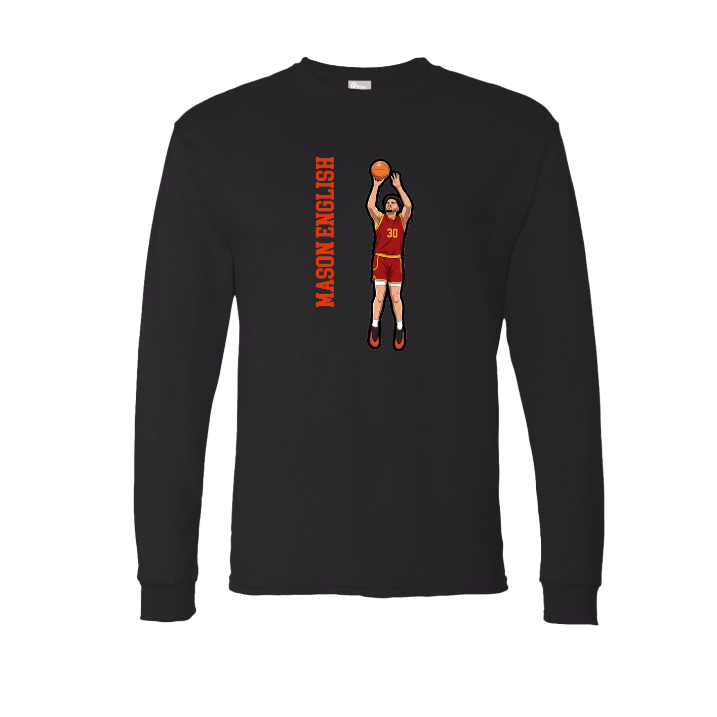 Long Sleeve Tee — Name Vertical in Black