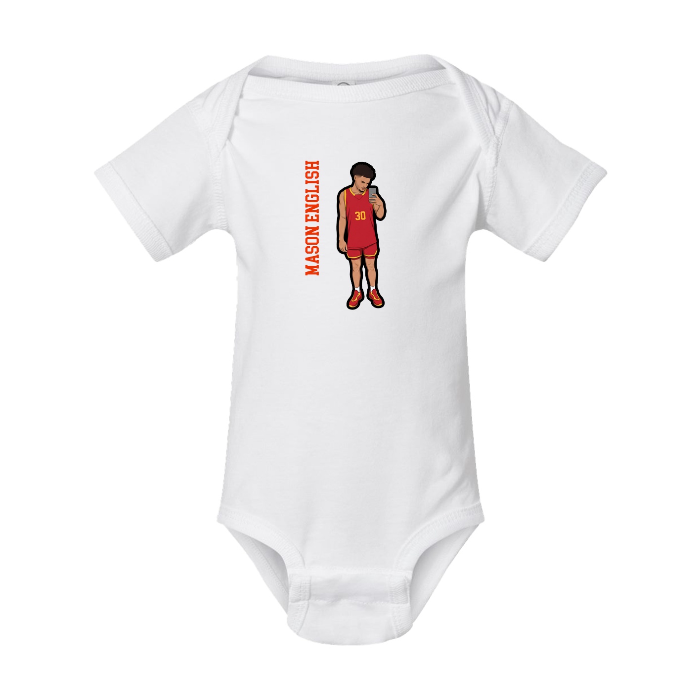 Baby Onesie — Name Vertical in White